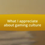 What I appreciate about gaming culture