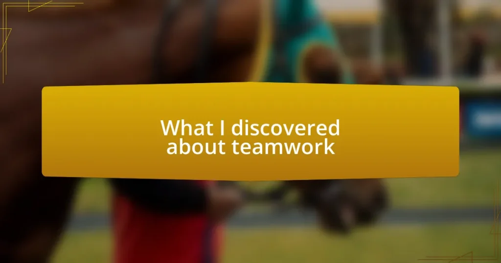 What I discovered about teamwork