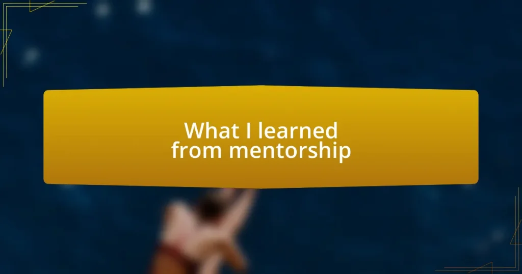 What I learned from mentorship