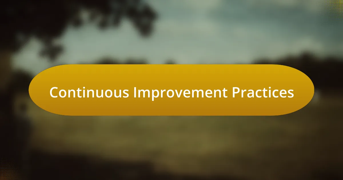 Continuous Improvement Practices