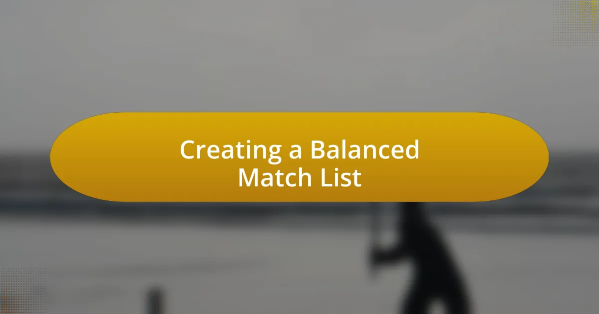 Creating a Balanced Match List