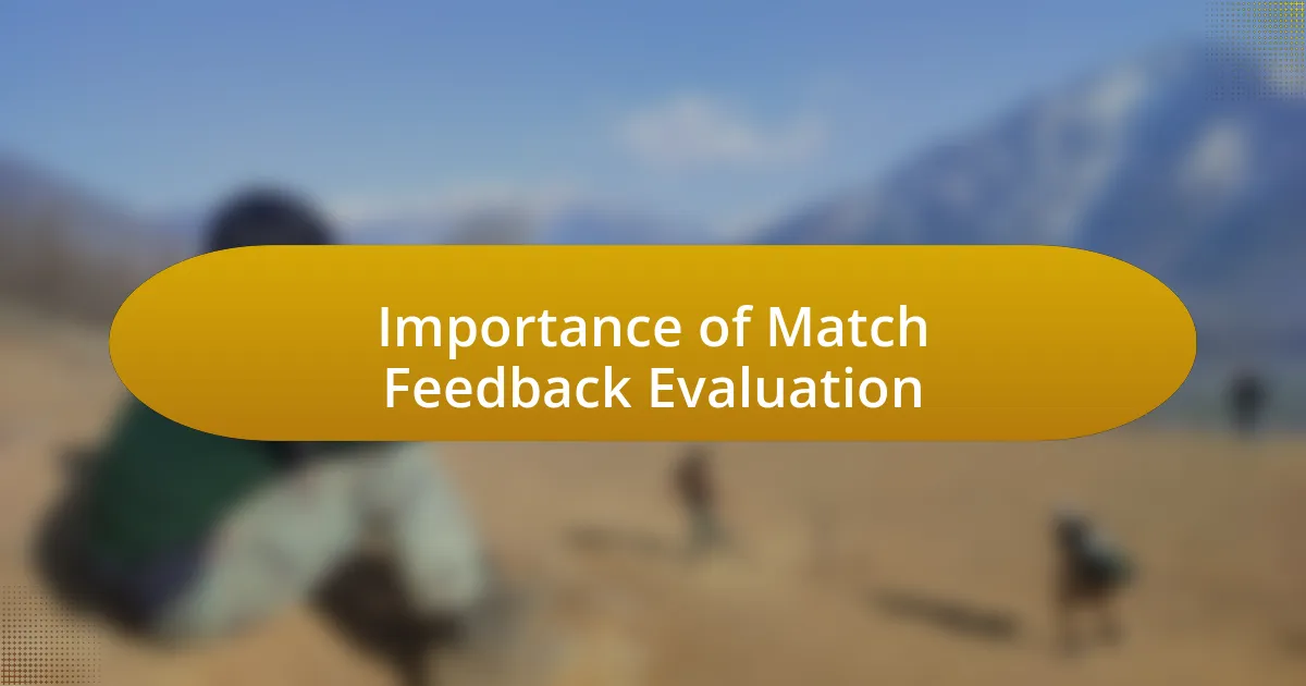 Importance of Match Feedback Evaluation