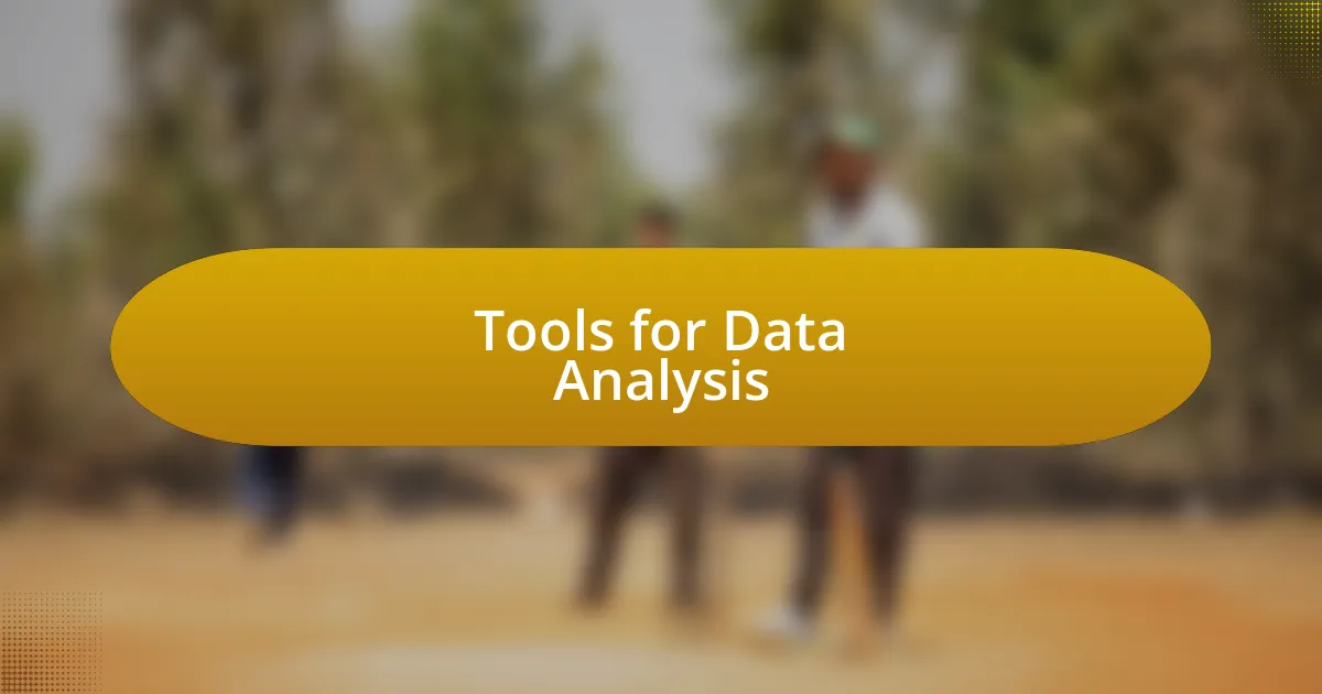 Tools for Data Analysis