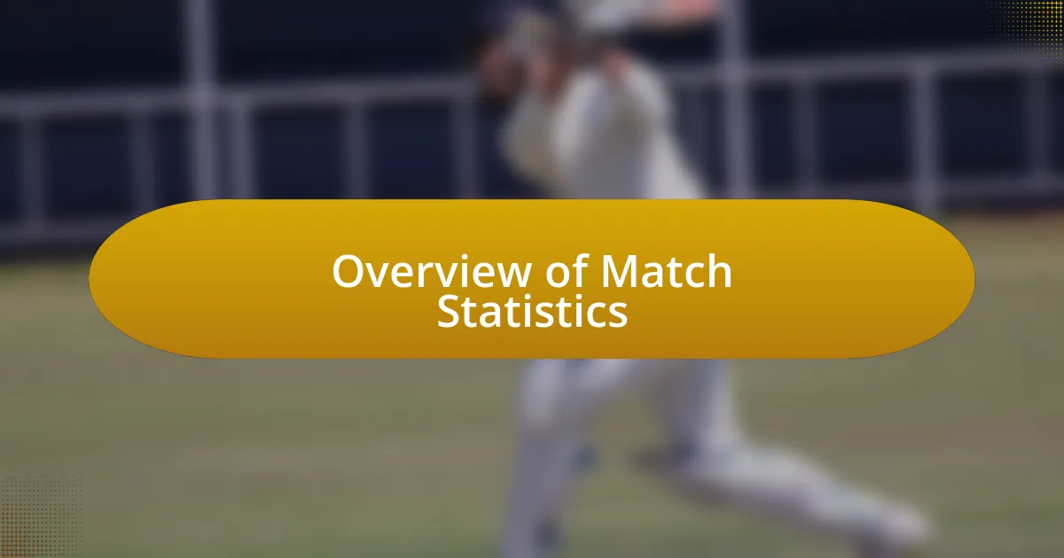 Overview of Match Statistics