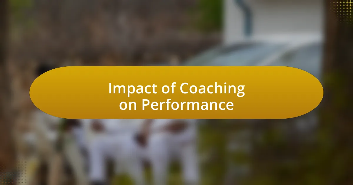 Impact of Coaching on Performance