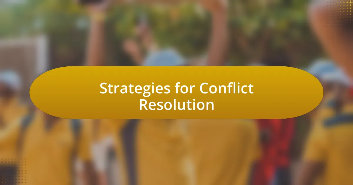 Strategies for Conflict Resolution