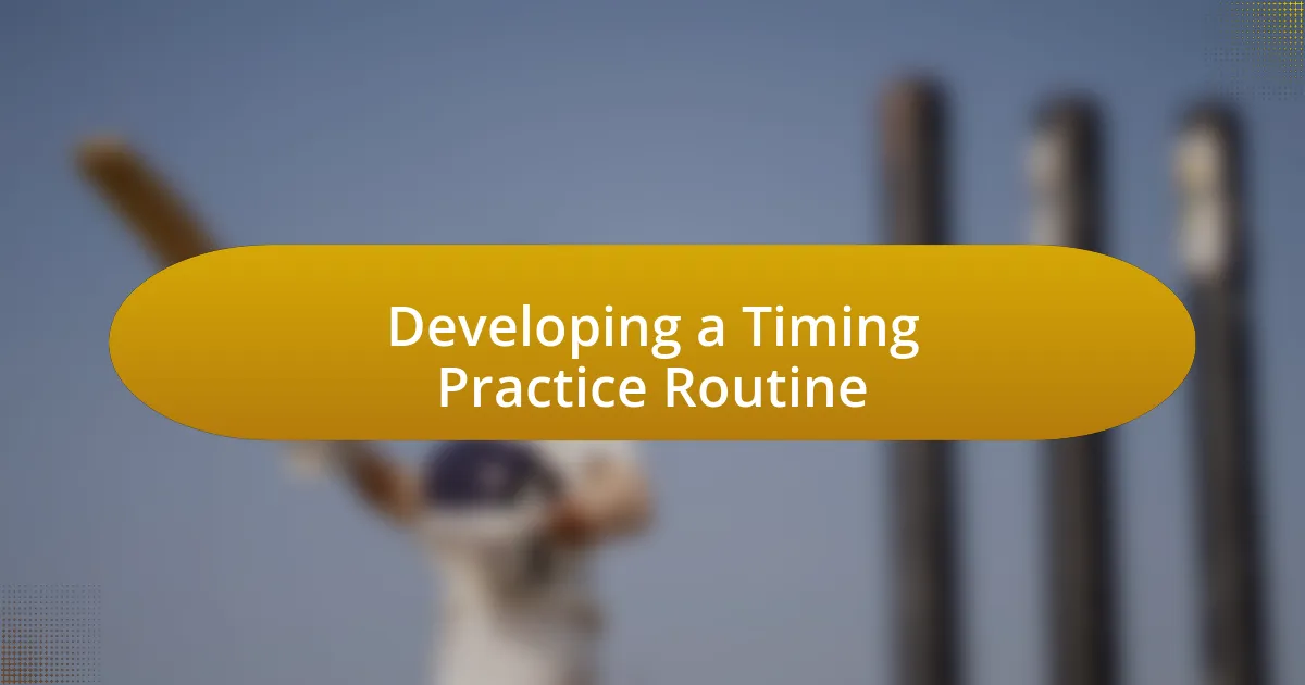 Developing a Timing Practice Routine