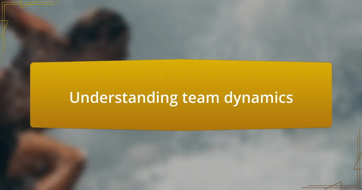 Understanding team dynamics